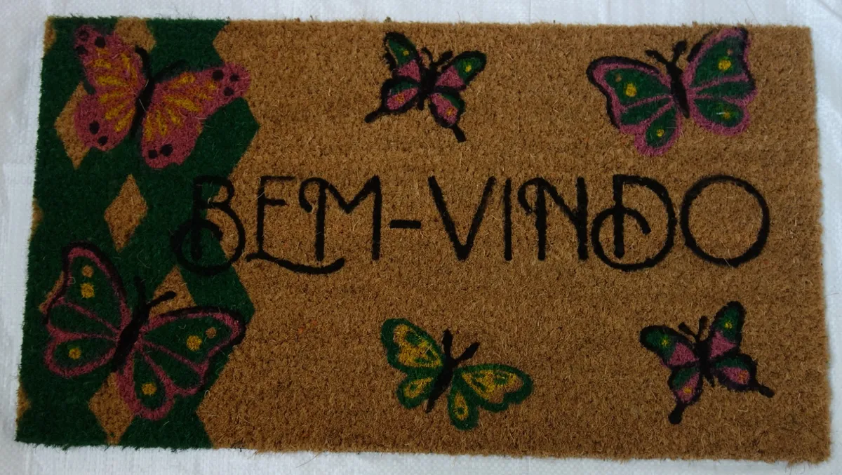 Capacho Bem-vindo com borboletas