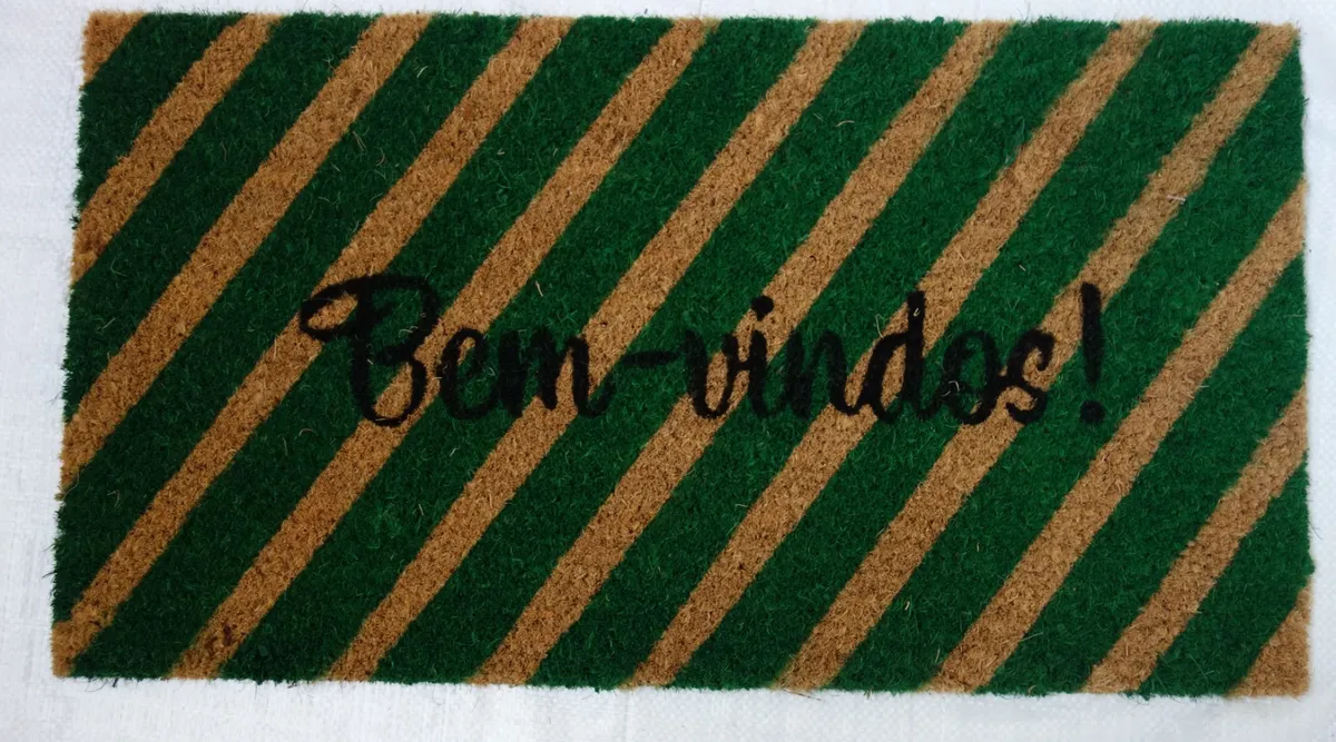 Capacho Bem-vindos! listrado verde