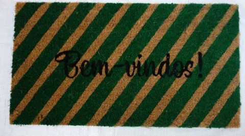 Capacho Bem-vindos! listrado verde