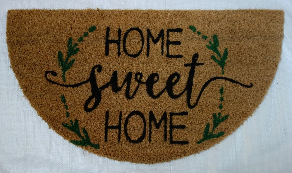 Capacho meia-lua Home Sweet Home com ramos