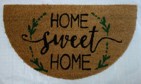 Capacho meia-lua Home Sweet Home com ramos