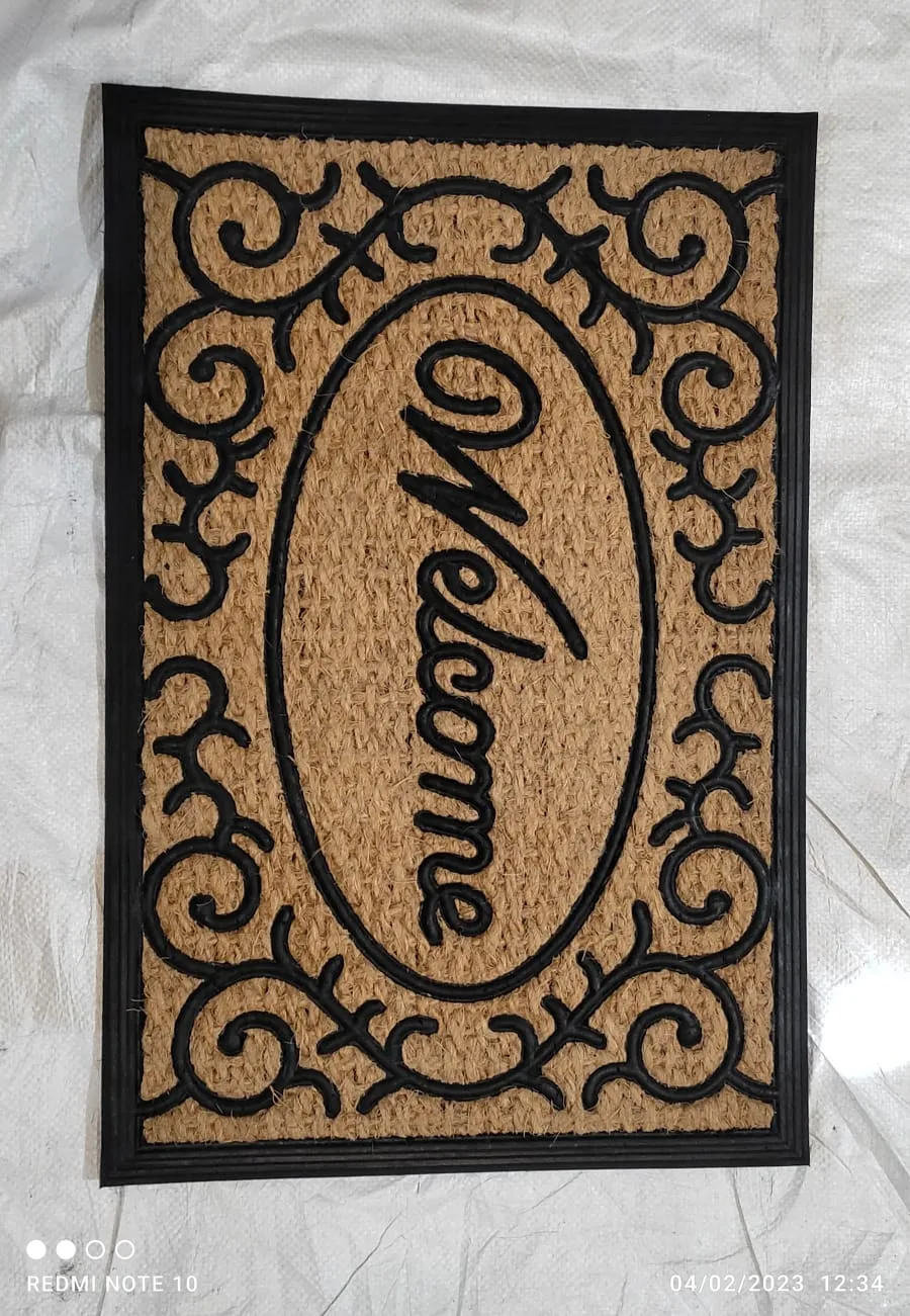 Capacho Welcome em oval com arabescos