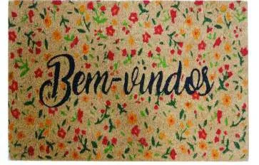 Capacho Bem-vindos com florzinhas