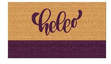 Capacho Hello com faixa roxa