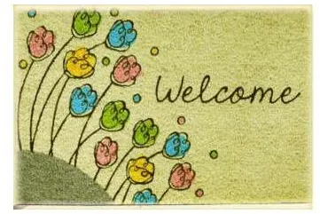Capacho Welcome com flores coloridas