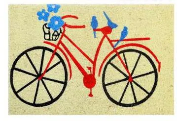 Capacho bicicleta vermelha com flores