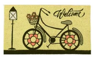 Capacho Welcome com bicicleta e poste