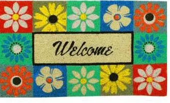 Capacho Welcome com azulejos de flores