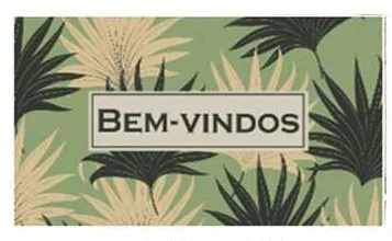 Capacho Bem-vindos com folhagens tropicais