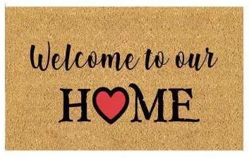 Capacho Welcome to our Home com coração
