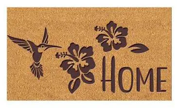 Capacho Home com beija-flor e hibiscos