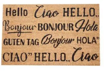 Capacho Hello, Ciao, Bonjour em vários idiomas