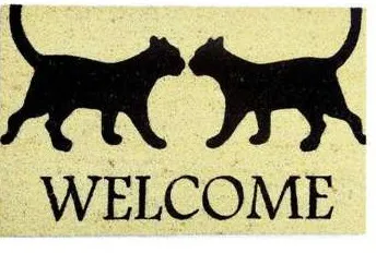 Capacho Welcome com dois gatos