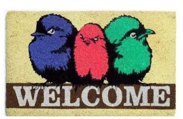 Capacho Welcome com três passarinhos