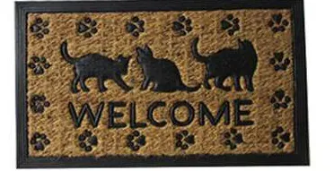 Capacho Welcome com gatos e patinhas