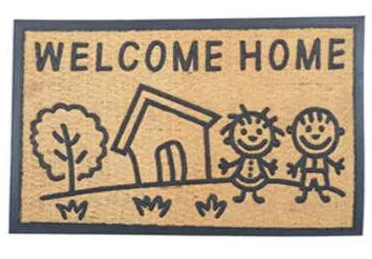Capacho Welcome Home com casinha e crianças