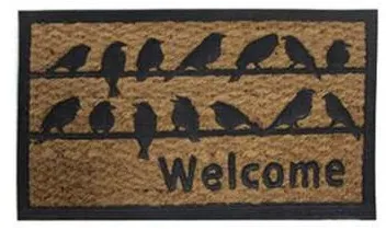 Capacho Welcome com passarinhos no fio
