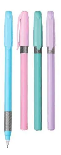 Caneta tons pastel com grip prateado