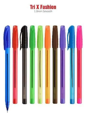 Caneta corpo triangular cores vivas e tons pastel