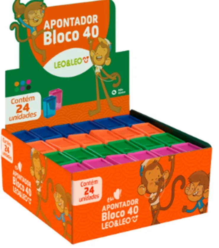 Apontador colorido em caixa expositora