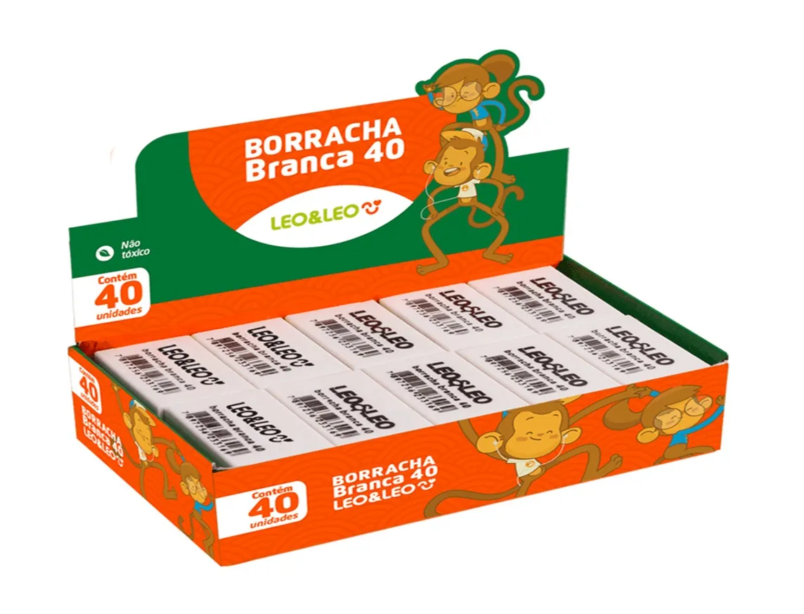 Borracha branca em caixa expositora