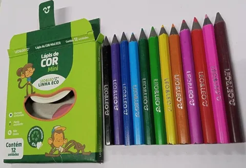 Lápis de cor mini ecológico caixa com 12