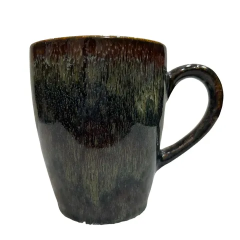 Caneca Double Reactive 330 ml cônica preta com borda marrom