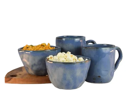 Conjunto Double Reactive bowls e canecas azul