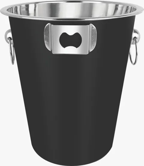 Balde de gelo preto com abridor de garrafas
