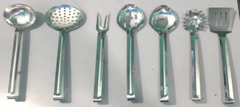 Kit de utensílios de cozinha 7 peças com cabo em inox