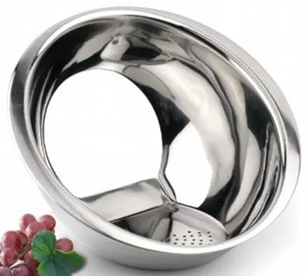 Bacia para lavar arroz com escorredor lateral em inox