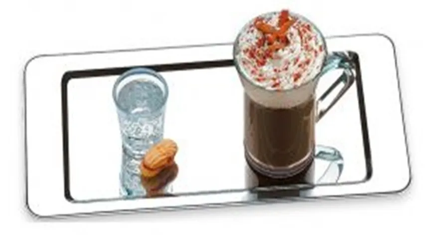 Bandeja retangular espelhada em inox