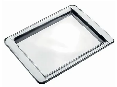 Bandeja retangular com borda reta em inox