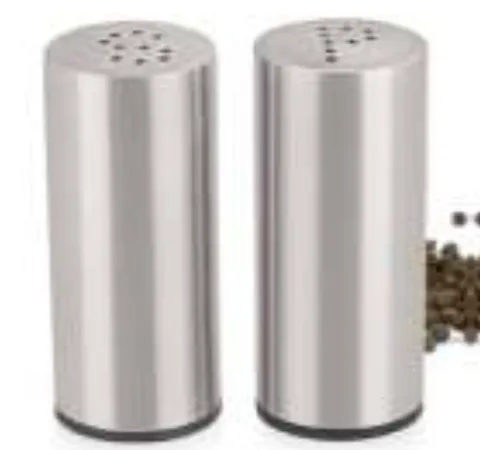 Saleiro e pimenteiro cilíndricos escovados em inox