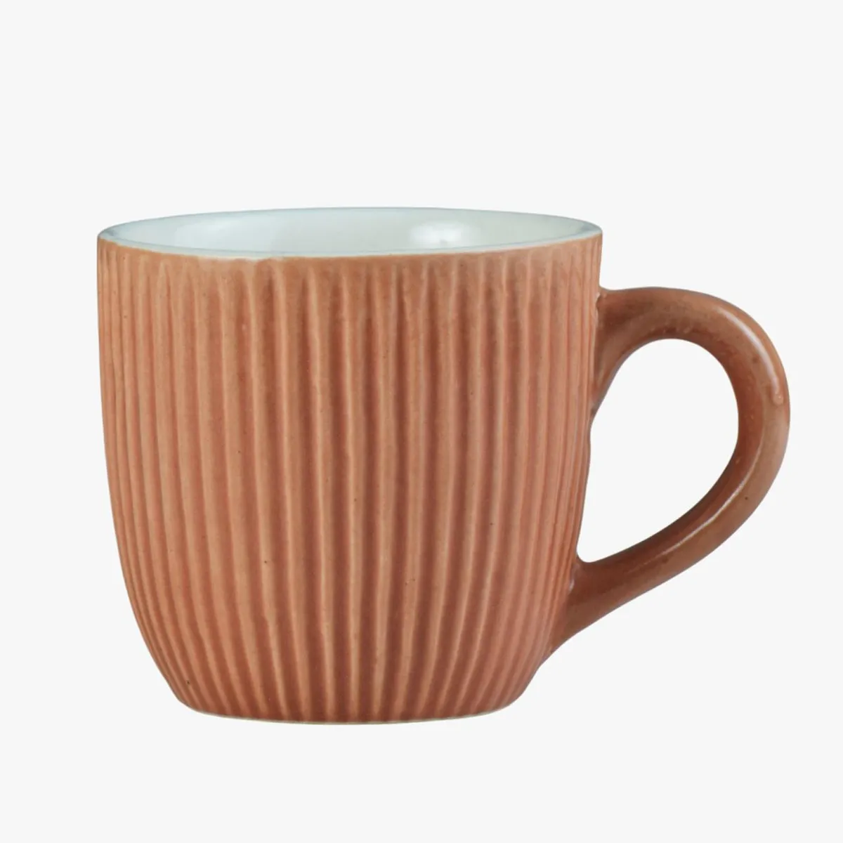 Caneca canelada terracota com interior claro