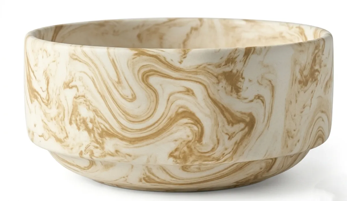 Bowl marmorizado fosco bege e dourado