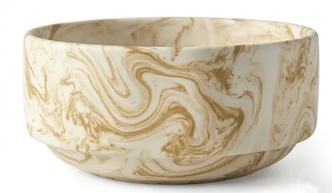 Bowl marmorizado fosco bege e dourado