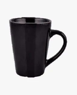 Caneca preta cônica de faces retas