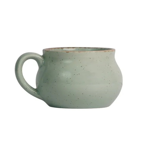 Caneca de sopa bojuda com borda rústica