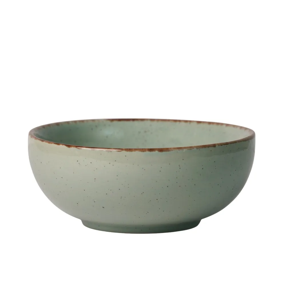Bowl grande verde sálvia com borda rústica