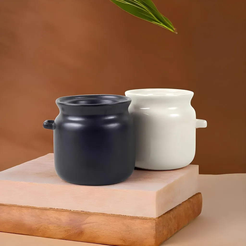 Potes com alças preto e branco
