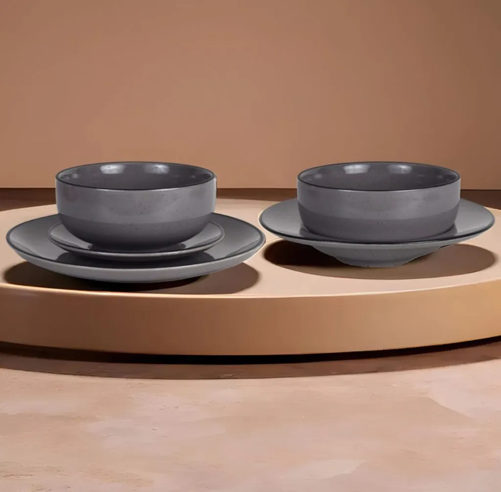 Conjunto cinza com bowl e prato