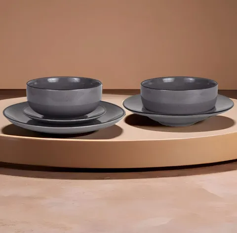 Conjunto cinza com bowl e prato
