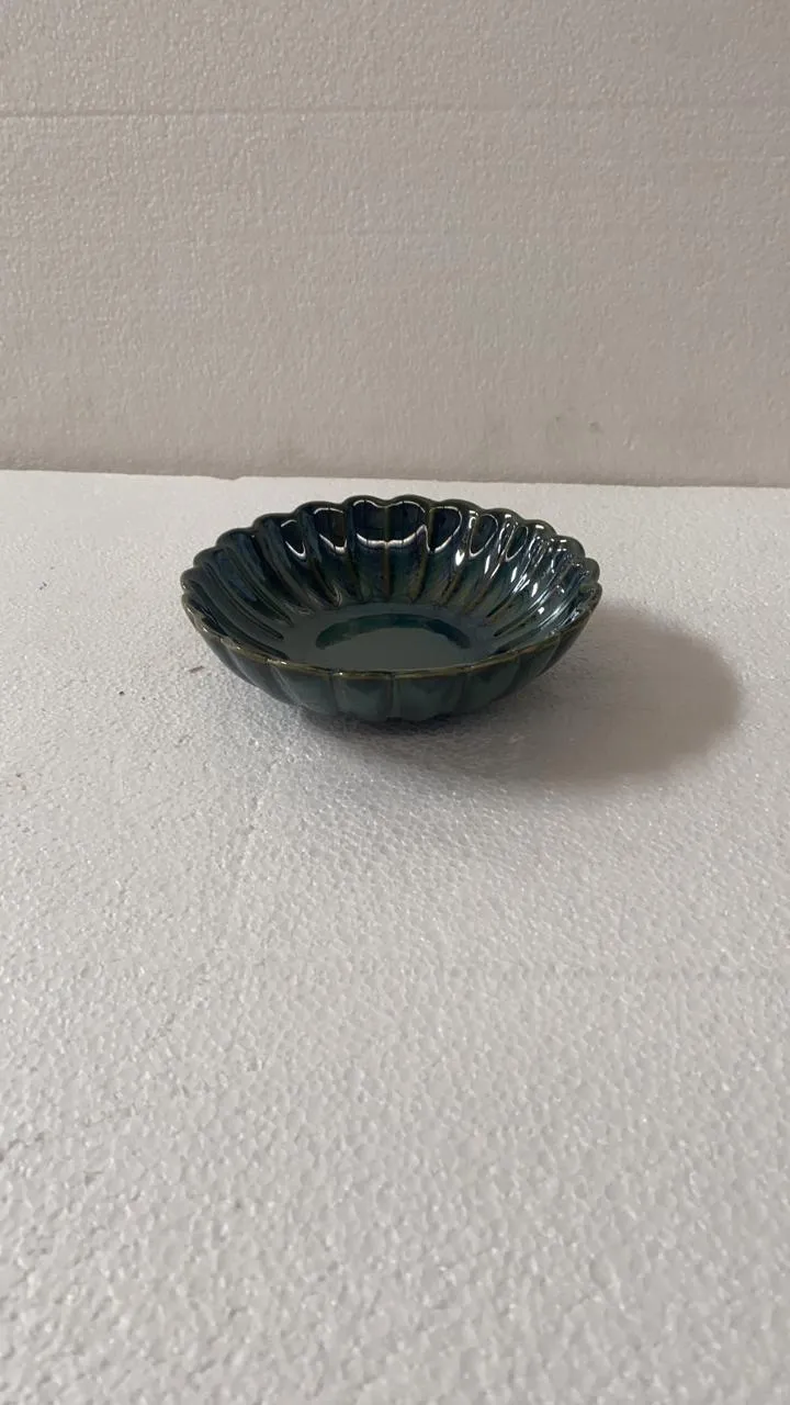 Bowl flor canelado verde escuro