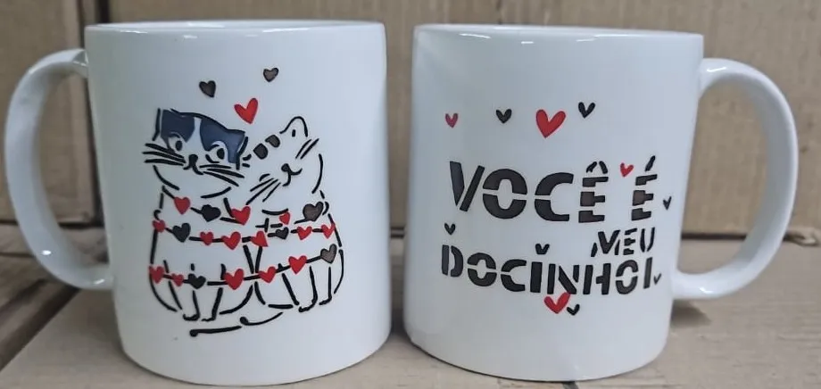 Caneca pintada à mão gatinhos "Você é meu docinho"